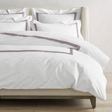 White with Grape Purple - Cotton Sateen, Pure Linen, Linen Cotton Mix