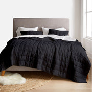 Black - 3-Piece Quilt Bedding with Pillowcases | Lightweight Blanket |