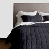 Black - 3-Piece Quilt Bedding with Pillowcases | Lightweight Blanket |