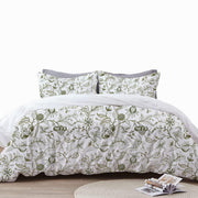 Selena - 3 Piece Crewel Embroidered Duvet Set | Linen Cotton Mix |