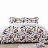 June - 3 Piece Crewel Embroidered Duvet Set | Linen Cotton Mix |