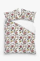 June - 3 Piece Crewel Embroidered Duvet Set | Linen Cotton Mix |