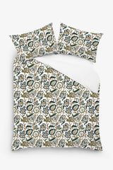 Jade - 3 Piece Crewel Embroidered Duvet Set | Linen Cotton Mix |