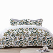 Jade - 3 Piece Crewel Embroidered Duvet Set | Linen Cotton Mix |