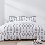 Athena - 3 Piece Crewel Embroidered Duvet Set | Linen Cotton Mix |