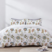 Calista - 3 Piece Crewel Embroidered Duvet Set | Linen Cotton Mix |