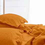 Raw Edged Mustard - 100% Pure Linen | Linen Cotton Mix | 3 Piece Duvet