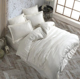 Hobby Striped Cream - Double Jacquard Satin Duvet Cover Set