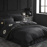 Hobby Elegant Olympos Black - Double Embroidery Satin Duvet Cover Set