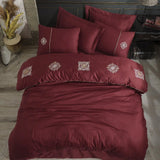 Hobby Elegant Zeugma Bordeaux - Double Embroidery Satin Duvet Cover Set