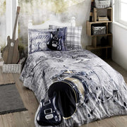 Hobby Rock Music Gray - Poplin Studio Duvet Cover Set