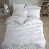 Hobby Striped White - Double Jacquard Satin Duvet Cover Set