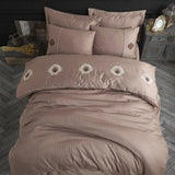 Hobby Elegant Olympos Coffee - Double Embroidery Satin Duvet Cover Set