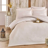 Hobby Damask Cream - Double Jacquard Satin Duvet Cover Set